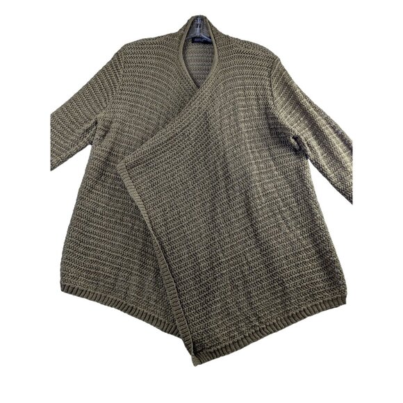 Jones New York Signature Womens Large Open Knit Cardigan Sweater Gold Open Front - Picture 3 of 8